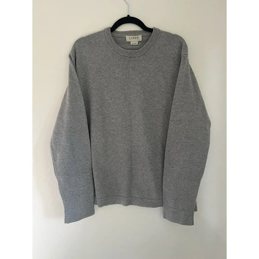 Vintage J. Crew Men’s Size Xl Gray 100% Cotton Knit Crewneck Sweater Pullover
